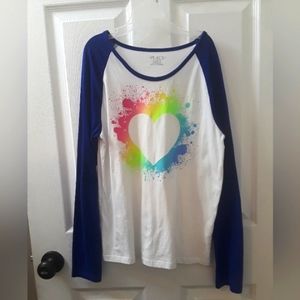 Rainbow heart graphic baseball tee